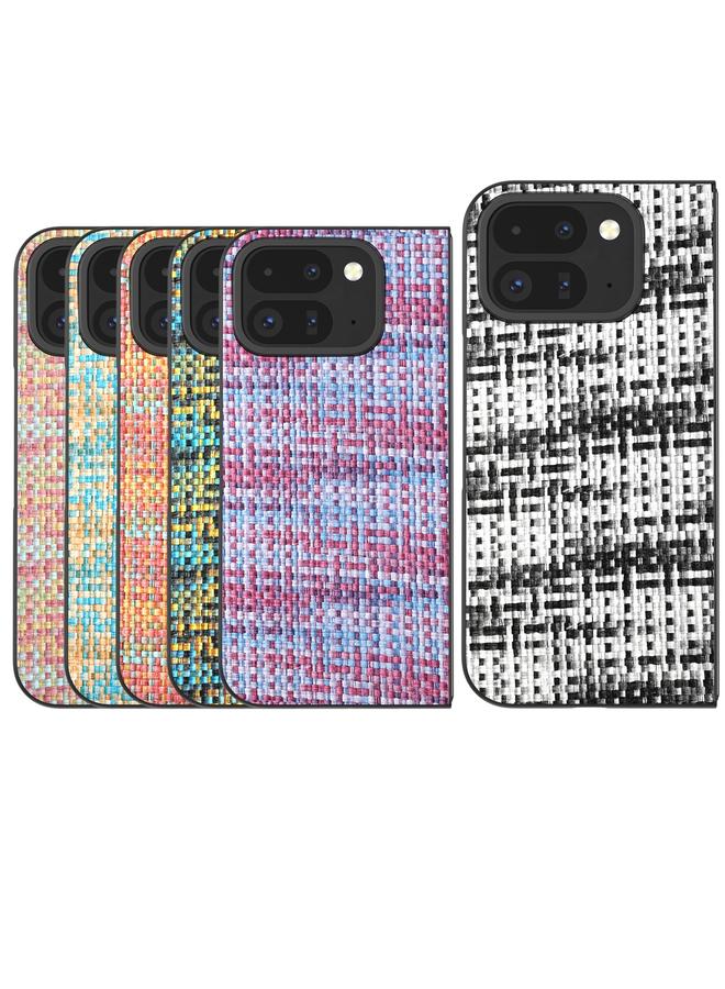 S-TOP Case For Google Pixel 9 Pro Fold Black Frame Color Lattice Texture PU Phone Case - Image 5