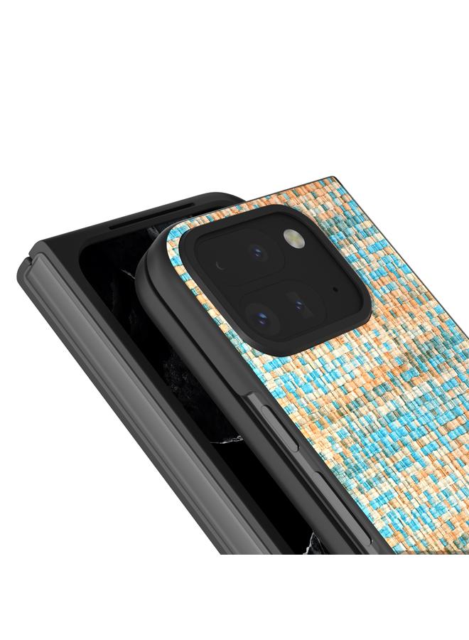 S-TOP Case For Google Pixel 9 Pro Fold Black Frame Color Lattice Texture PU Phone Case - Image 4