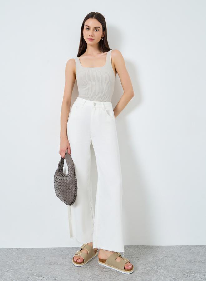 Take Two Solid Mid Rise Wide Leg Jeans - Image 1