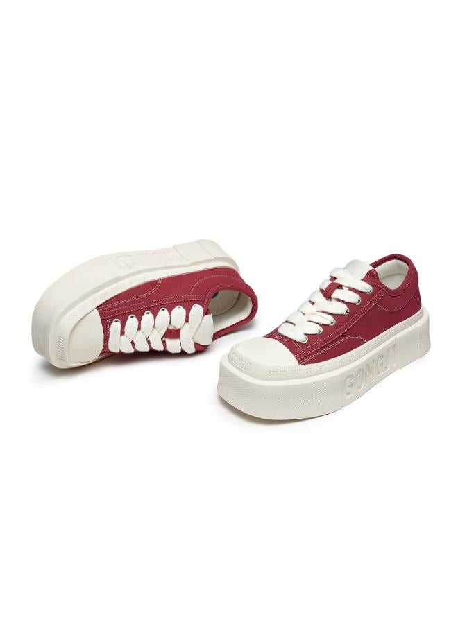 Gongji Sun Yingsha Style Thick Sole Canvas Shoes Women's Casual Square Toe Sneakers Comfortable Height Increasing Canvas Shoes Men's - Image 3