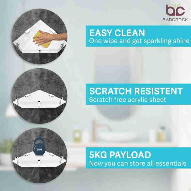 BARCROCK Premium Pearl Acrylic Diamond Shape Corner Shelf Multipurpose Use Bathroom, Living Room and Kitchen Corner Shelves Organizer, Set of 3, Size (7X7-9X9-11X11 Inch) White - Image 5