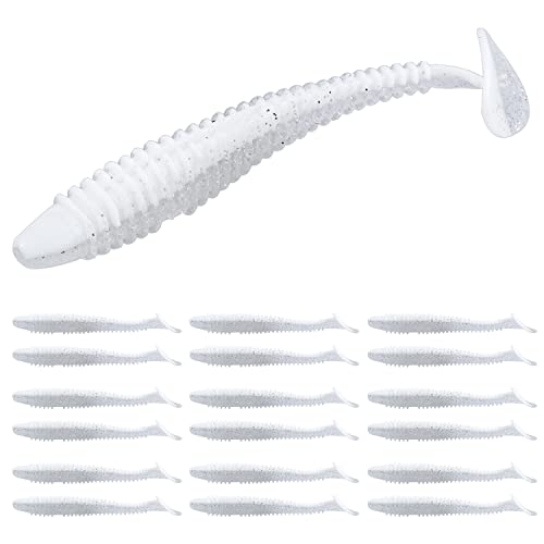 RUNCL Swimbaits Paddle 10/20/30/40PCS, 5/4/3/2 Inchs Paddle Tail, Soft Lure for Trout Crappie Bass, Durable Plastic Bait Swimmer for Saltwater/Freshwater, Fishing Lover's Gift - Image 1