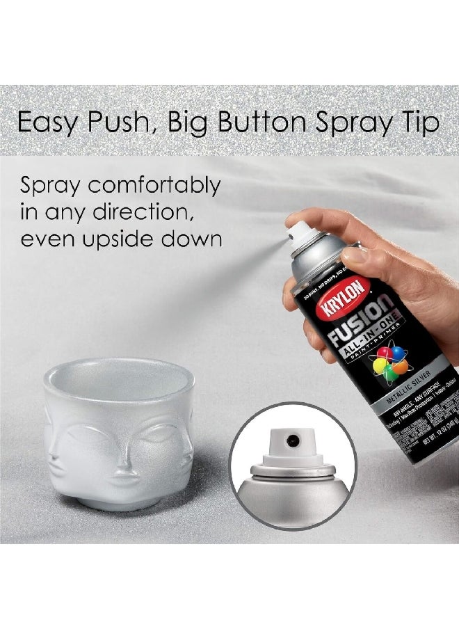 KRYLON - Rust Resistant Fusion All-in-One Spray Paint and Primer Metallic Silver 12oz K02773007 - Image 1