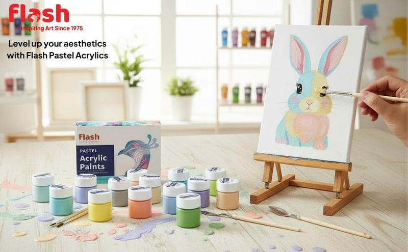 Flash Pastel Acrylic Colours-Rich Pigments Non Fading Non Toxic Acrylic Paint Set for Artists Professionals Students Hobby Painters (Set of 12 Colors-15 ml each, Multi) - Image 3