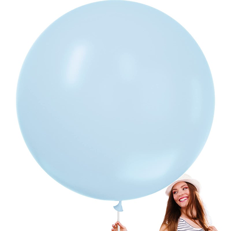 PartyWoo Baby Blue Balloons 4pcs 36 Inch Light Pastel Sky Aqua Blue Balloons for Graduation Baby Shower Gender Reveal Weddings Easter Birthday Bachelorette Anniversary Party Decorations Blue-Q13 - Image 1