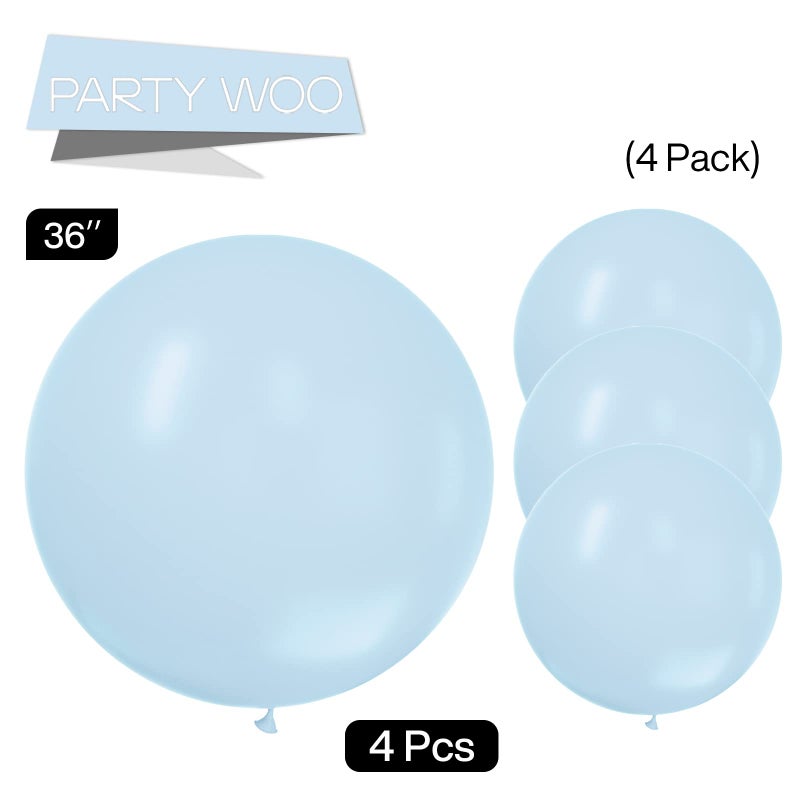 PartyWoo Baby Blue Balloons 4pcs 36 Inch Light Pastel Sky Aqua Blue Balloons for Graduation Baby Shower Gender Reveal Weddings Easter Birthday Bachelorette Anniversary Party Decorations Blue-Q13 - Image 3