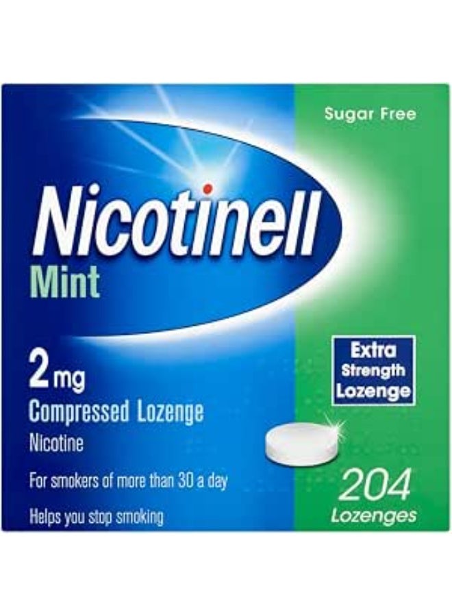 Nicotine Lozenge, Quit Smoking Aid, Sugar Free Mint Flavour, 2 mg, 204 Pieces