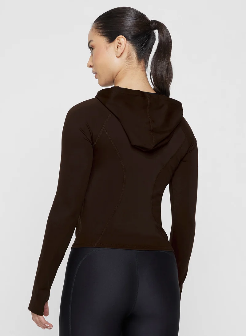 فورورد Hooded Sculpted Corset Bodice Zip Up Top