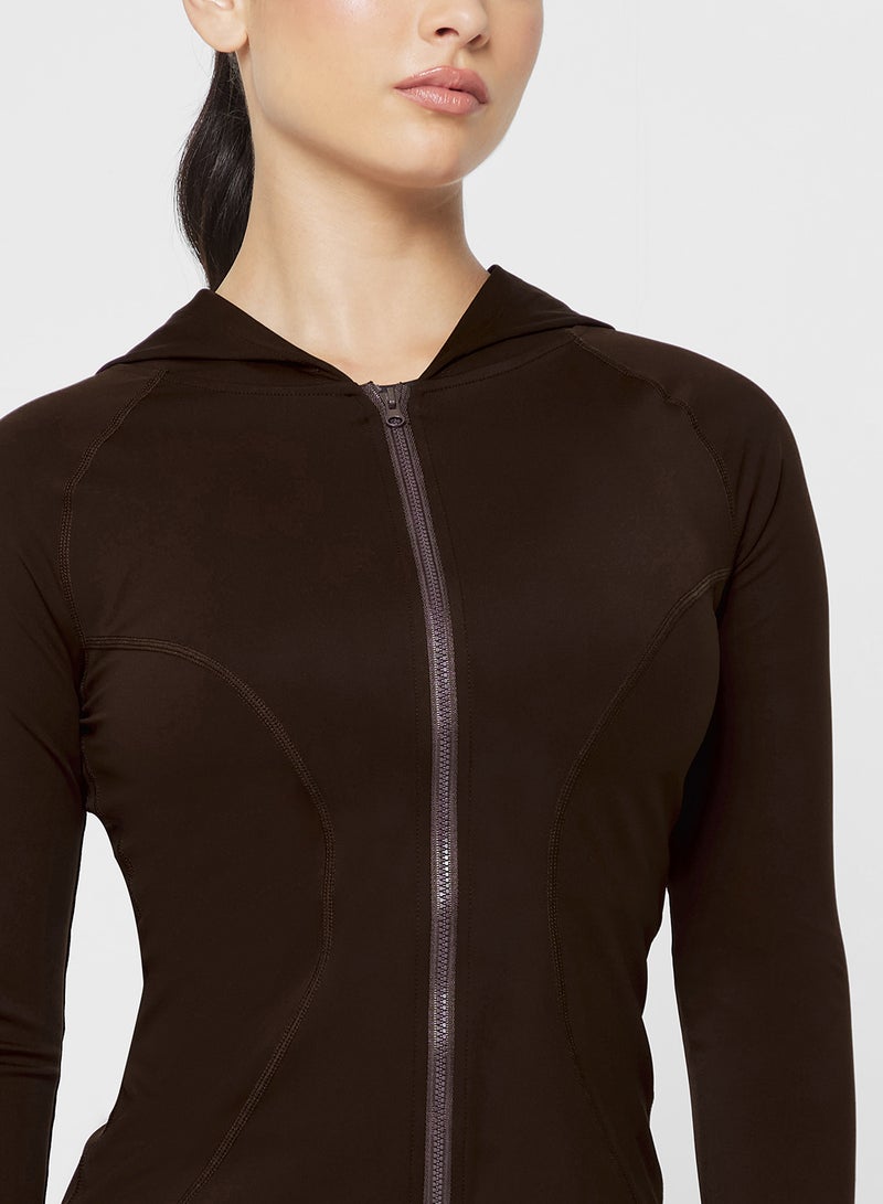 فورورد بلوزة بودي كون بتصميم كورست مع قبعة وسحاب - Image 3