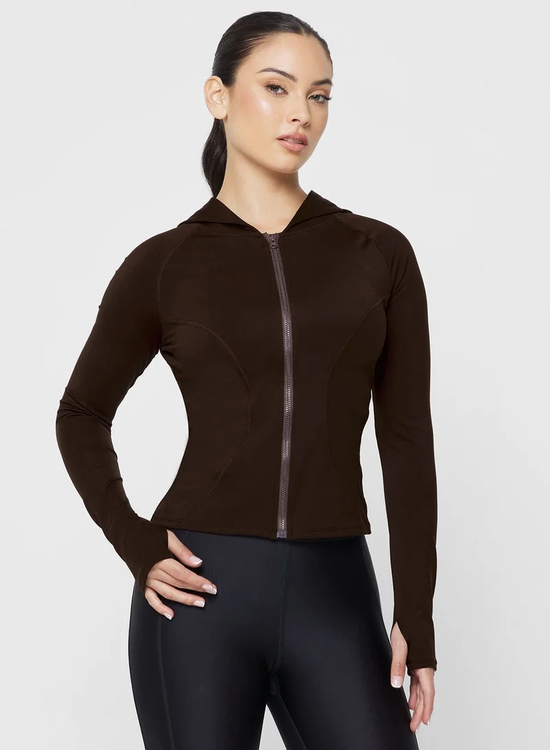 فورورد بلوزة بودي كون بتصميم كورست مع قبعة وسحاب