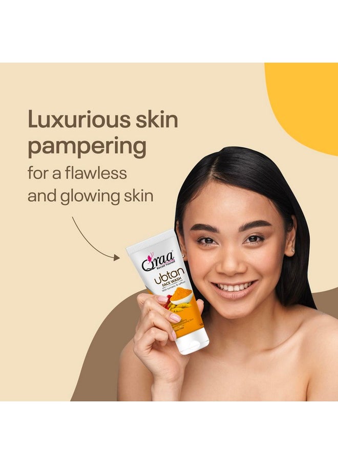 Qraa Ubtan Face Wash For All Skin Type With Turmeric & Saffron For Tan Removal, Glow & Radiance | Pack Of 2 X 100G  - Image 4