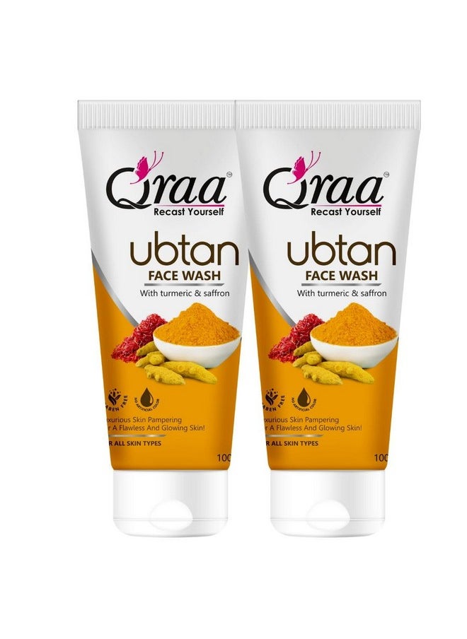 Qraa Ubtan Face Wash For All Skin Type With Turmeric & Saffron For Tan Removal, Glow & Radiance | Pack Of 2 X 100G  - Image 1