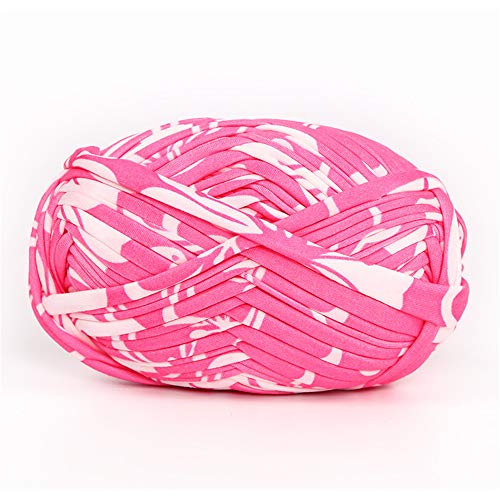 Eqarp 1 PCS Colorful T-Shirt Yarn Knitting Yarn Fabric Crochet Cloth for DIY Knitted Fabric Art (#59 Pink&White) - Image 1
