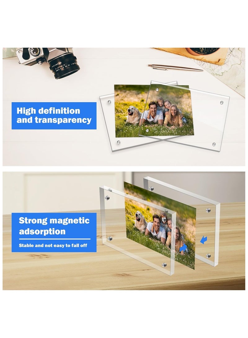 YelaJoy Acrylic Picture Frames 3 Pack, 4x6'' Clear Double Sided Block Set, Desktop Frameless Magnetic Photo Frame - Image 3