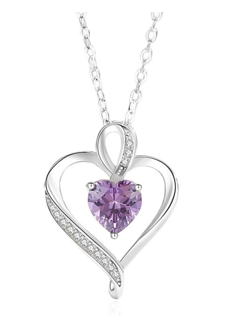 Mike Music - Exquisite 925 Sterling Silver Necklace with Purple Crystal Pendant - Image 1