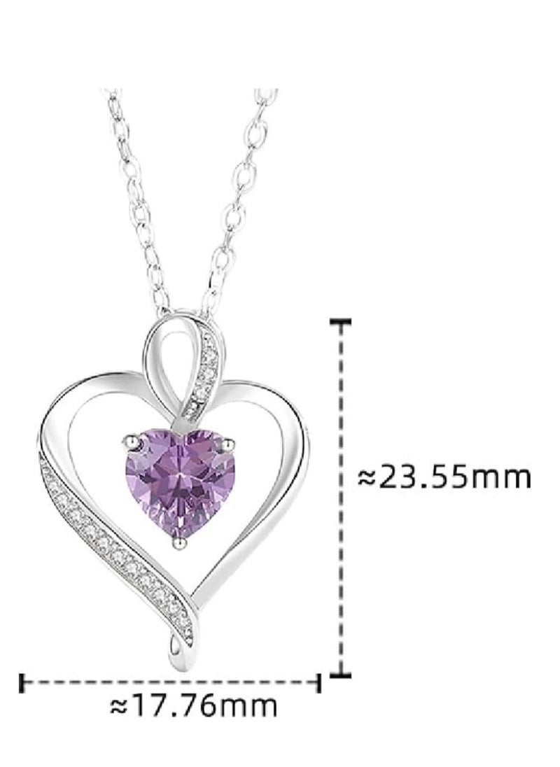 Mike Music - Exquisite 925 Sterling Silver Necklace with Purple Crystal Pendant - Image 1