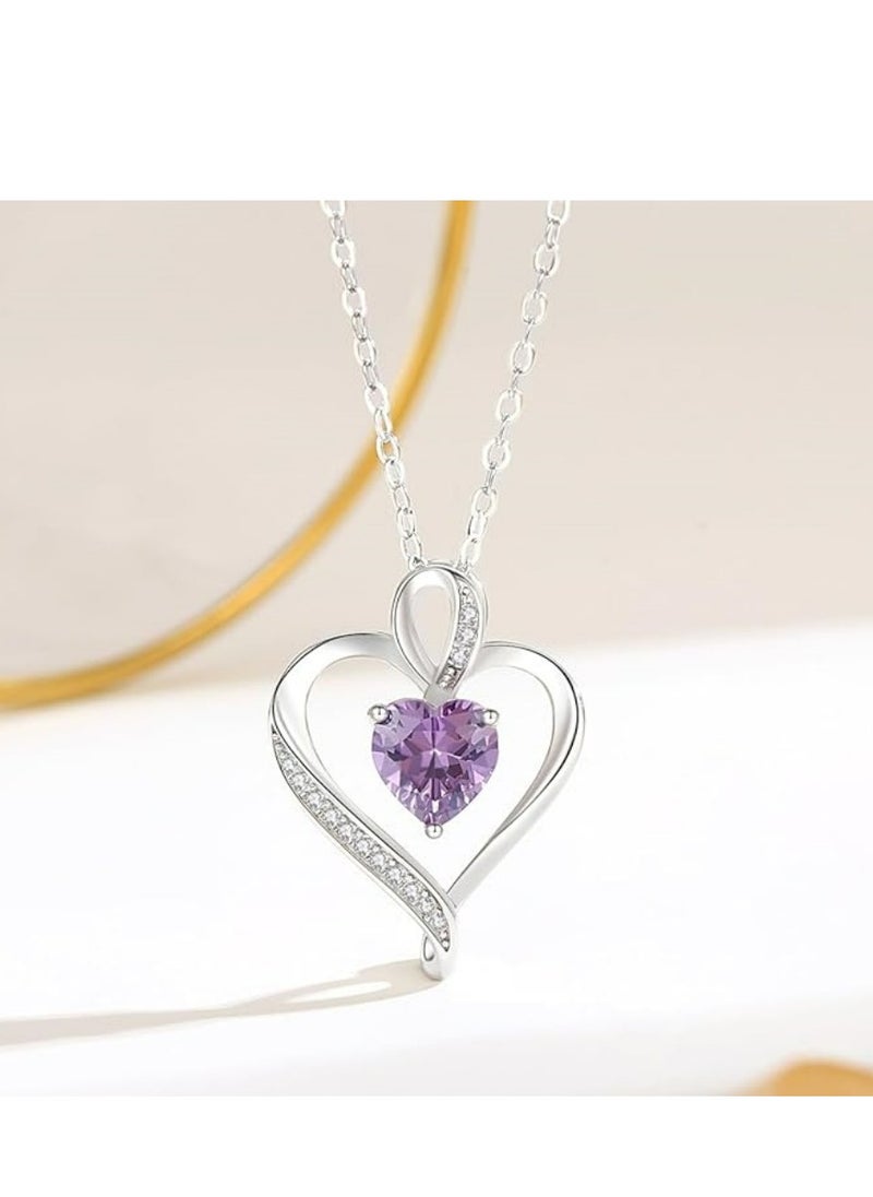 Mike Music - Exquisite 925 Sterling Silver Necklace with Purple Crystal Pendant - Image 1