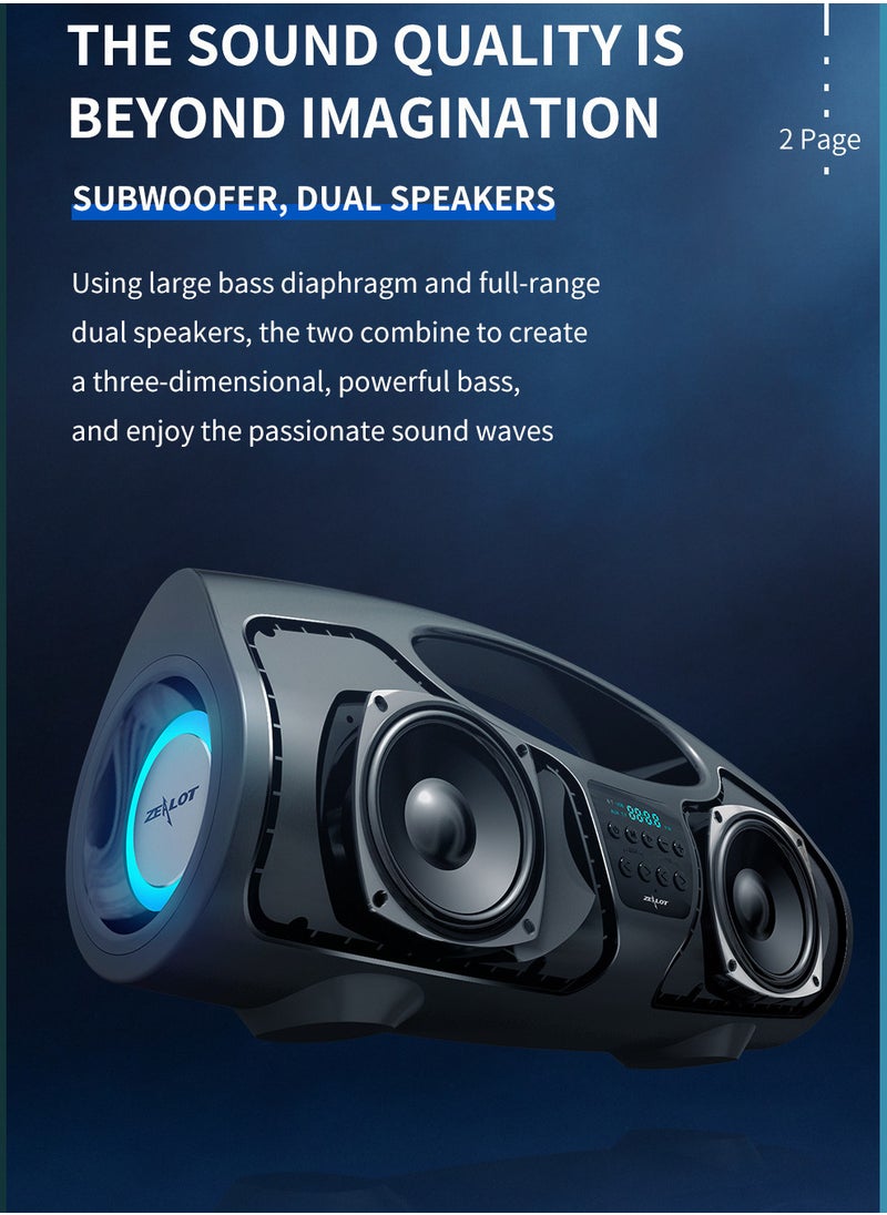 Zealot - Subwoofer Bluetooth Handheld Speaker K-song Wired Microphone - Image 1