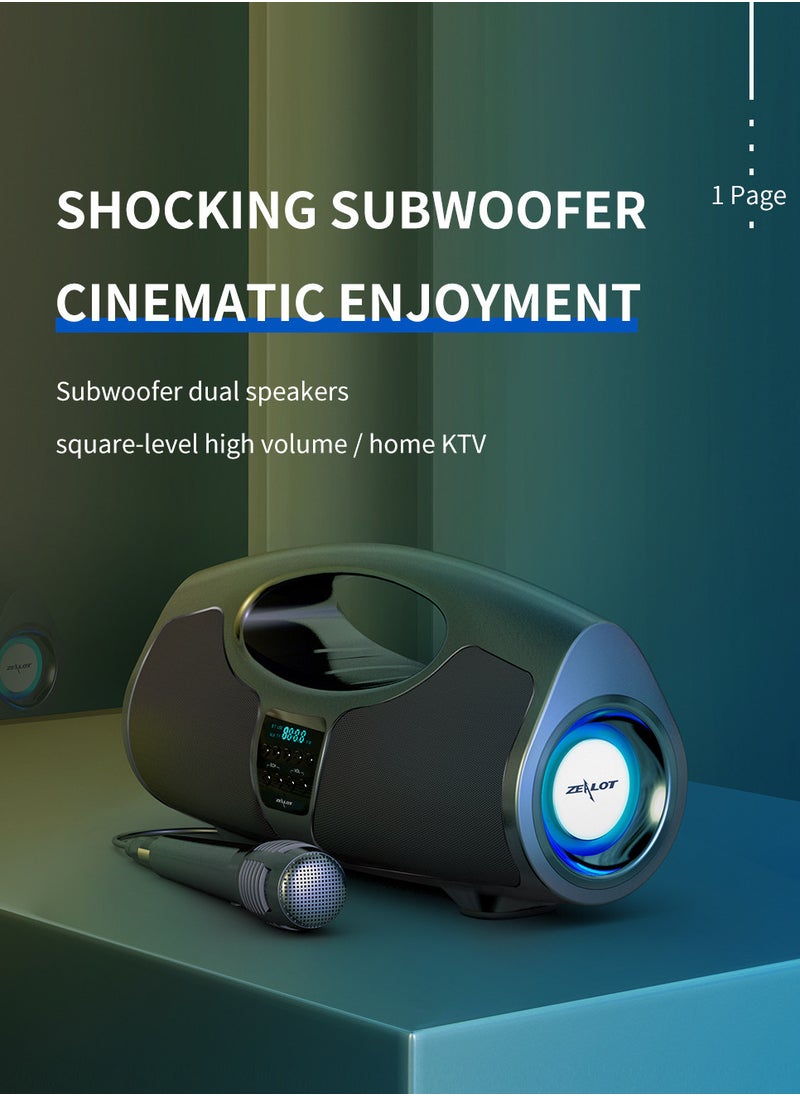 Zealot - Subwoofer Bluetooth Handheld Speaker K-song Wired Microphone - Image 1