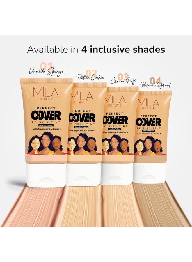 ميلا بيوتي كريم "ميلا بوتيه" (Mila Beauté) المصحح للون البشرة (CC Cream) بتغطية مثالية وحماية SPF 24+ | مكياج خفيف بتغطية طبيعية ولمسة نهائية مشرقة وندية | مستحضر ملون للبشرة مع السكوالين | يرطب البشرة ويمنحها إشراقاً | يخفي البقع الداكنة (25 مل، درجة Butter Cookie) - Image 3