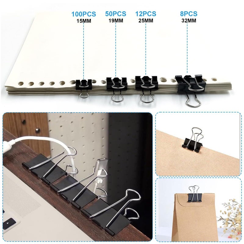 PENGJINYU 170 Pcs Binder Clips Assorted Sizes, Black Large, Medium, Small Binder Paper Clips for Office Supplies, Home, School,Business Document Organizingï¼ˆBlackï¼‰ - Image 5