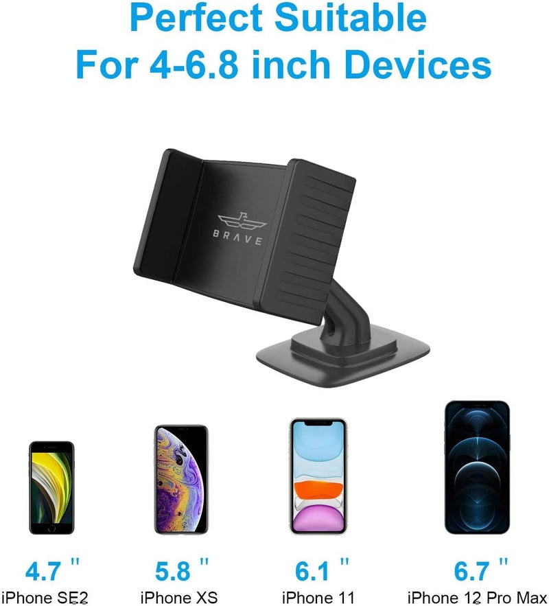 BRAVE Car Mobile Phone Holder 2-in-1 Universal Air Vent and Dashboard Device Holder with Strong Adhesion - Image 4