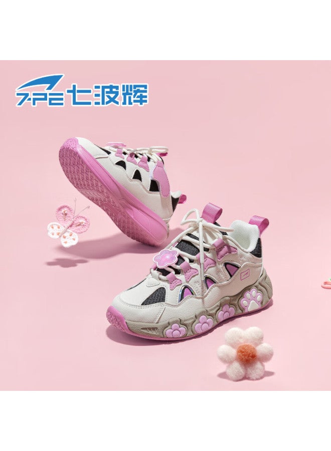 7-pe Girls' Shoes  Fashion Spring New Breathable Mesh Non-slip Sports Shoes With Tail Buckle For Older Girls - Image 3