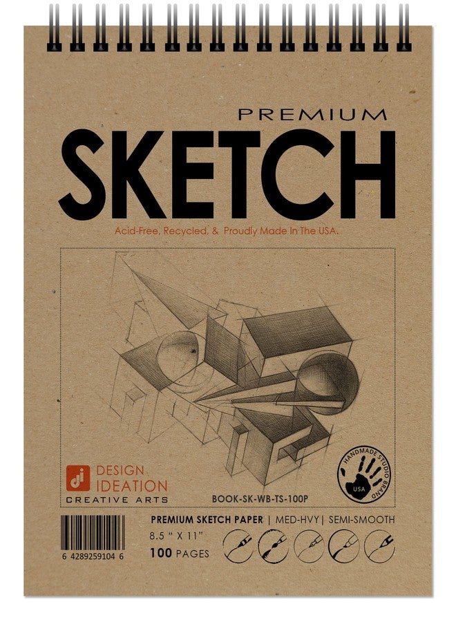 رسم تخطيطي لتصميم الأفكار. دفتر رسم ذو غلاف سلكي. أعلى الغلاف. متعدد الوسائط. (8.5 بوصة × 11 بوصة) WB-50100-TS. (كتاب واحد) - Image 1