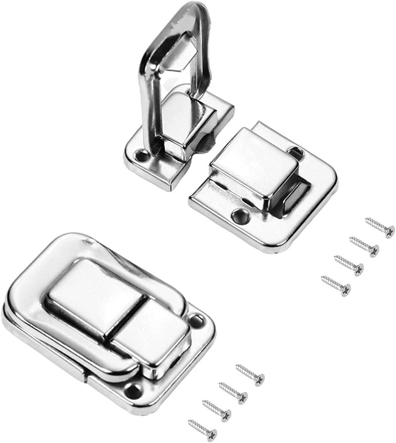 MroMax 2Pcs Toggle Catch Lock 1.89" x 1.3" (LxW) Iron Hasp Latches Silver Modern Decorative Clasp with Mounting Screws for Jewelry Case Wooden Boxes Mailbox Chest Trunk Toolbox and Suitcase - Image 1
