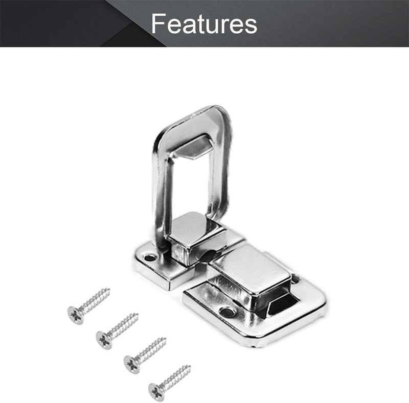 MroMax 2Pcs Toggle Catch Lock 1.89" x 1.3" (LxW) Iron Hasp Latches Silver Modern Decorative Clasp with Mounting Screws for Jewelry Case Wooden Boxes Mailbox Chest Trunk Toolbox and Suitcase - Image 3