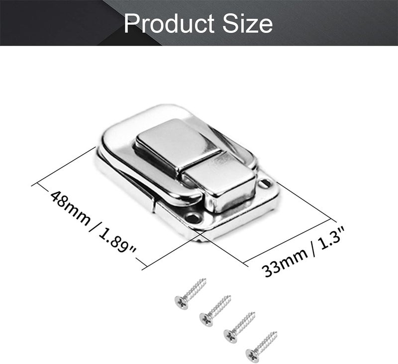 MroMax 2Pcs Toggle Catch Lock 1.89" x 1.3" (LxW) Iron Hasp Latches Silver Modern Decorative Clasp with Mounting Screws for Jewelry Case Wooden Boxes Mailbox Chest Trunk Toolbox and Suitcase - Image 2