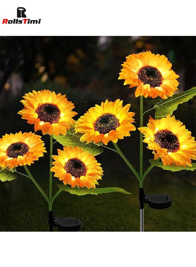 RollsTimi  Solar Garden Lights Outdoor Waterproof, 2 Pack Solar Powered Decorative Sunflower Garden Stake Lights for Outdoor Patio Pathway Walkway Landscape Yard Decorations - Image 2