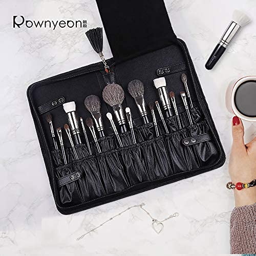 Camdeez Rownyeon Professional Makeup Brushes Organizer Bag Makeup Artist Cosmetic Case Leather Handbag Black Travel Portable(Only Bag) - Image 3