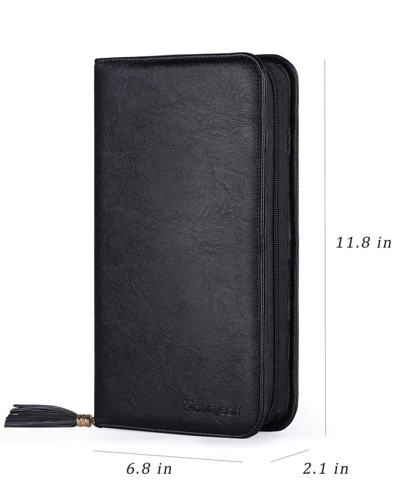 Camdeez Rownyeon Professional Makeup Brushes Organizer Bag Makeup Artist Cosmetic Case Leather Handbag Black Travel Portable(Only Bag) - Image 5