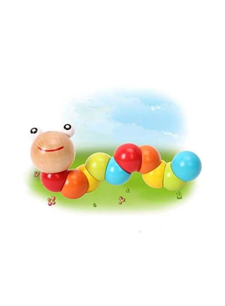 Colorful Wooden Twisted Blocks Worm Toys Caterpillar Insect Play Tool Finger Exerciser for Kids - Image 2