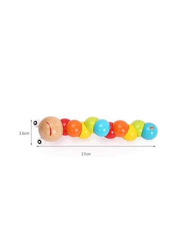 Colorful Wooden Twisted Blocks Worm Toys Caterpillar Insect Play Tool Finger Exerciser for Kids - Image 4