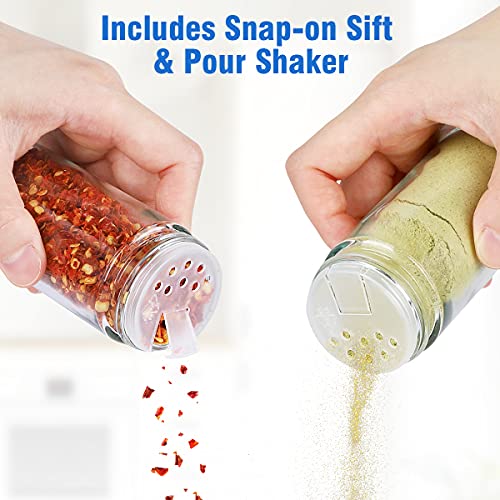 CANTAMI Spice Rack Organizer with Jars for Cabinet (20Pcs) Revolving/Rotating Seasoning Organizer, Stainless Steel/Wooden Countertop Rack Tower Organizer for Kitchen Pantry with Reusable Labels/Funnel/Brushes - Image 4