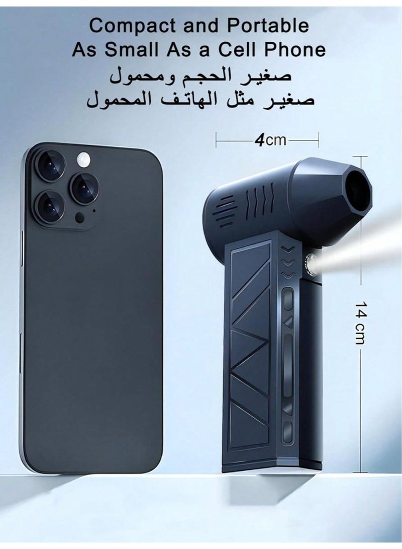 منفاخ هواء مضغوط صغير محمول، منفاخ كهربائي قابل لإعادة الشحن بأربع سرعات، منفاخ بمحرك عالي الطاقة بدون فرش، مناسب لأجهزة الكمبيوتر واللوحات المفاتيح والمركبات والمنزل والمكتب والاستخدام الخارجي وأجهزة الكمبيوتر الشخصية. - Image 5