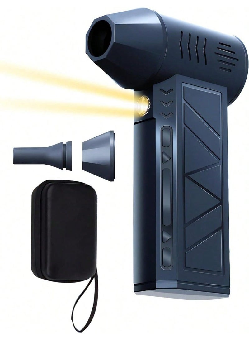 منفاخ هواء مضغوط صغير محمول، منفاخ كهربائي قابل لإعادة الشحن بأربع سرعات، منفاخ بمحرك عالي الطاقة بدون فرش، مناسب لأجهزة الكمبيوتر واللوحات المفاتيح والمركبات والمنزل والمكتب والاستخدام الخارجي وأجهزة الكمبيوتر الشخصية. - Image 1