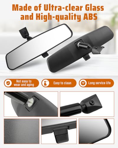 Quaneguzy Interior Rear View Mirror Fit for Jeep Wrangler 2001-2017, Fit for Dodge Challenger/Charger/Magnum 2005-2014 Replace 55156172AA - Image 3
