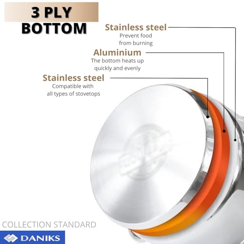 Daniks Standard Stainless Steel Stock Pot with Glass Lid – Induction 3 Quart, Dishwasher Safe, Measuring Scale, For Soup, Pasta, Stew, Silver - Image 5