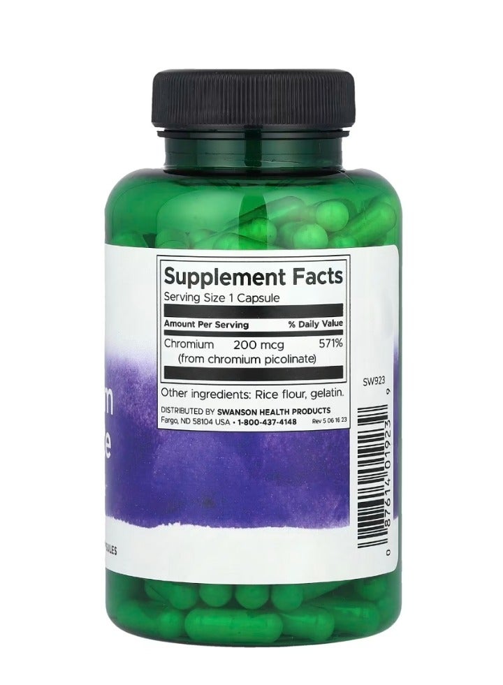 سوانسون بيكولينات الكروم 200 ميكروجرام 200 كبسولة - Image 2