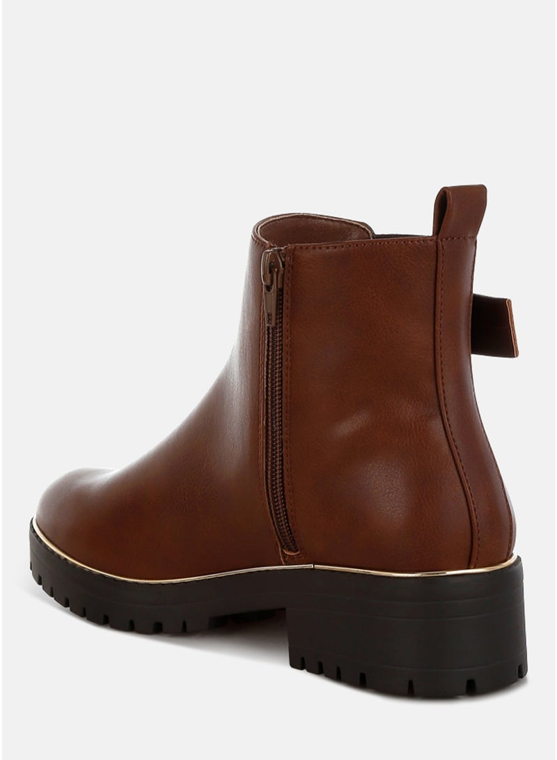 London Rag Women's Chunky Buckle Detail Ankle Boots in Tan - Image 3