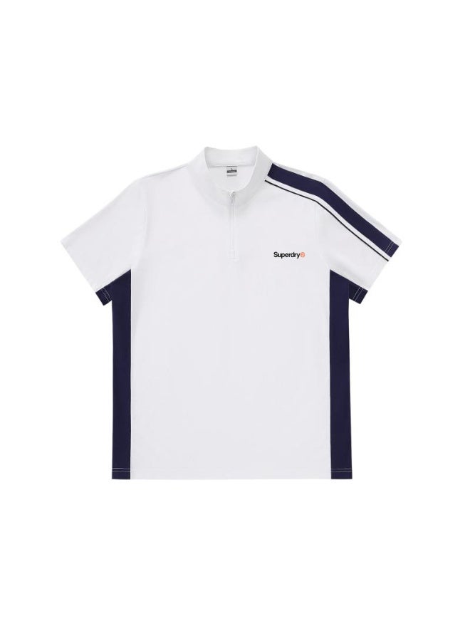 سوبر دراي Superdry Unisex Half Zip Color Block Sport Polo Shirt, Contrast Stripe Quick Dry Athletic Short Sleeve Training Tee for Men Women Workout Running - Image 5