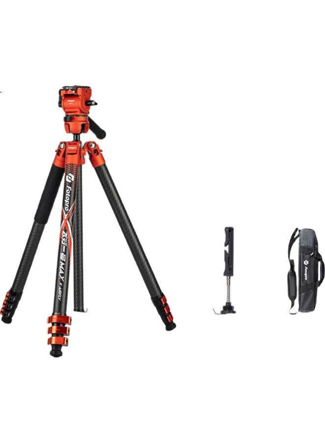 Fotopro Flight One Max Video Carbon Fiber Lever-Release Design, Large Diameter Camera Mirrorless Photography And Videography, Hydraulic Head, Professional Camera Tripod, Flame Orange - Image 2