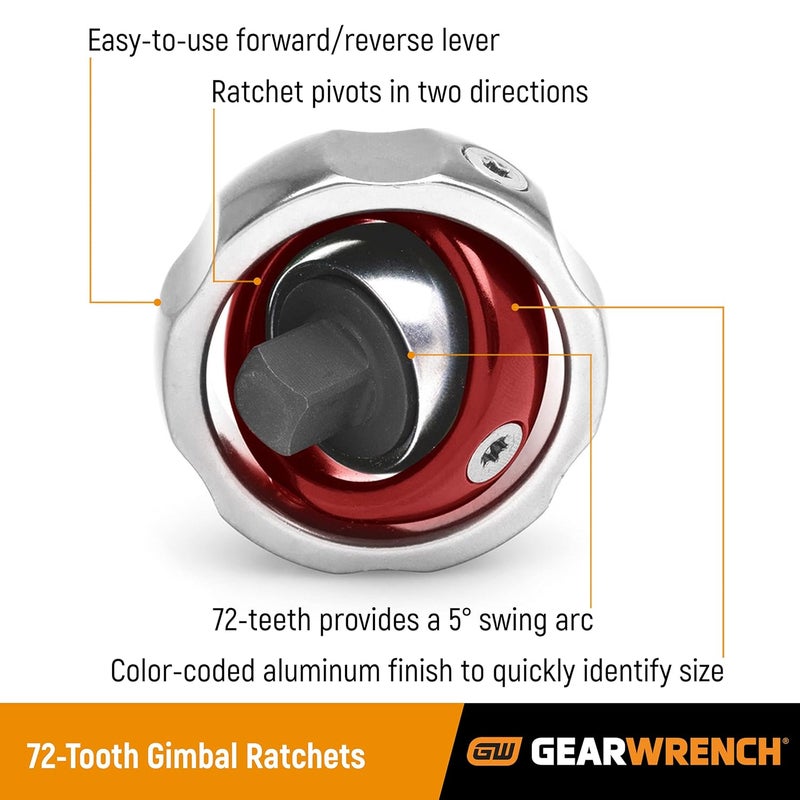 GEARWRENCH 38 Drive 72 Tooth Gimbal Ratchet 81270 - Image 3