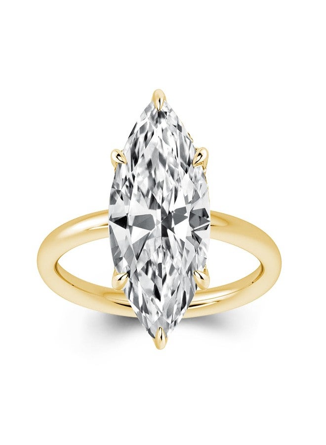RODIFFY 3.5CT Marquise Cut Engagement Ring, AAAAA Grade Cubic Zirconia Promise Ring for Women, S925 Silver Bridal Wedding Jewelry ((Style 1) Golden, 4.5) - Image 1