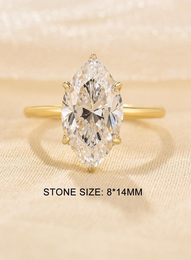 RODIFFY 3.5CT Marquise Cut Engagement Ring, AAAAA Grade Cubic Zirconia Promise Ring for Women, S925 Silver Bridal Wedding Jewelry ((Style 1) Golden, 4.5) - Image 2