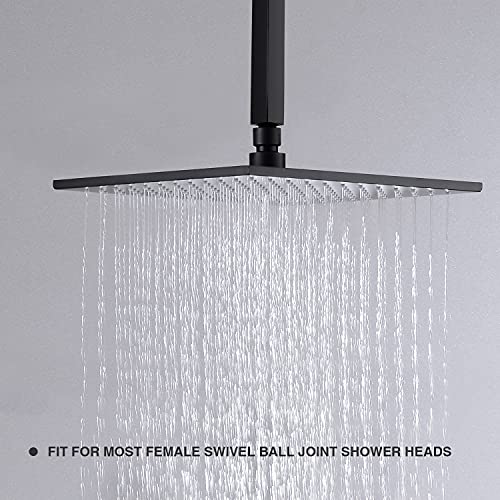 TRUSTMI Black Shower Arm with Flange Square Ceiling Mounted Extension Pipe for Rainfall Shower Head, 6 Inches - Image 2