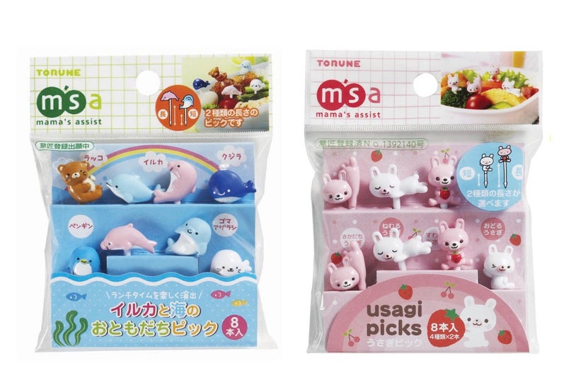 Torune Mama's assist Food Picks Bento Lunch Accessories Picks - 8-Piece Sea Animals 8-Piece Rabbit Set - Image 1